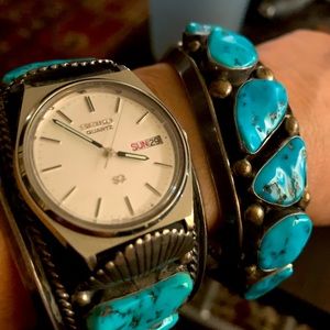 Vintage watch and bracelet.  2 pieces. Native New Mexico jewelry from the 70's.